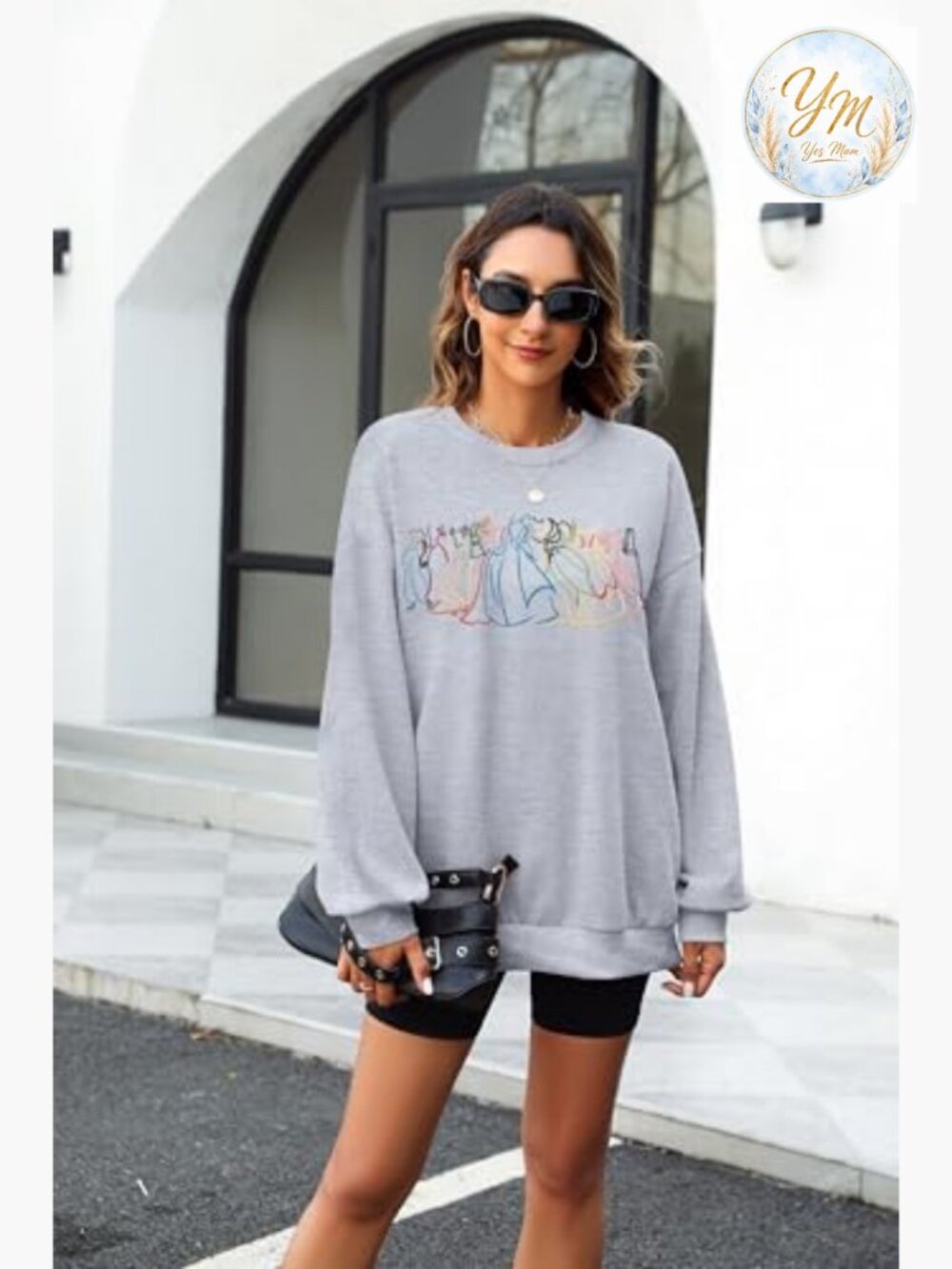 Crewneck Sweatshirt Embroidered Fantasy Castle Pullover Long Sleeve Top - Picture 4 of 6